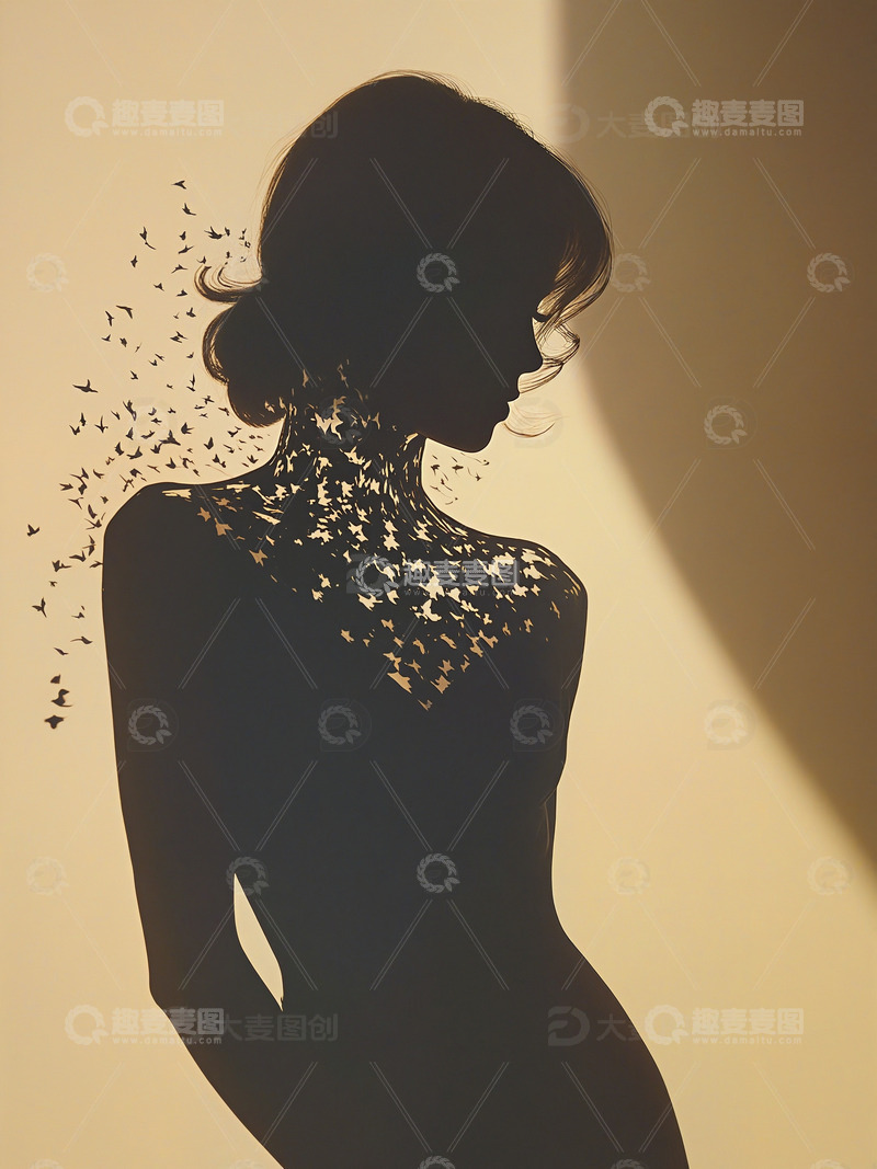 高清大图下载【趣麦麦图】女性的剪影光影妇女节素材5