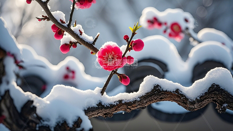 高清大图下载【趣麦麦图】冬季大雪梅花7