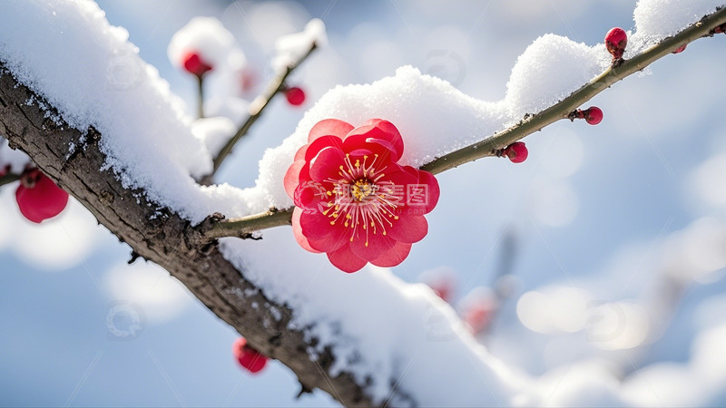 高清大图下载【趣麦麦图】冬季大雪梅花1