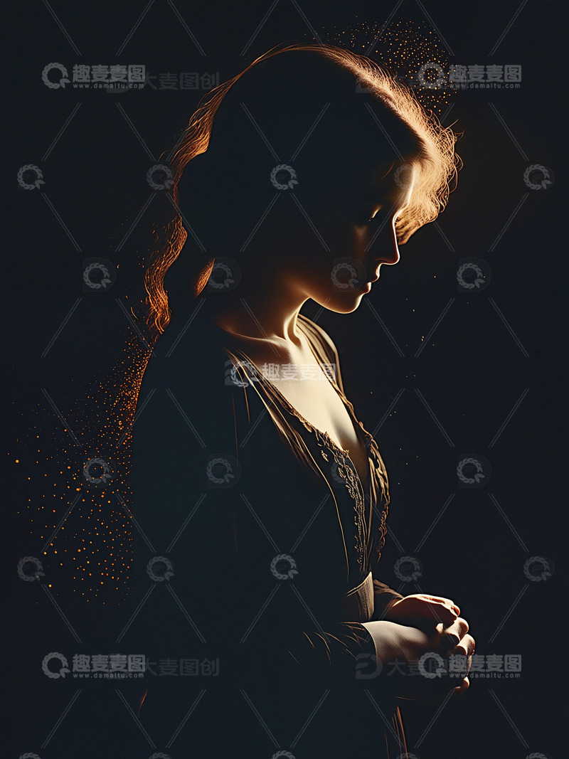 高清大图下载【趣麦麦图】女性的剪影光影妇女节素材1