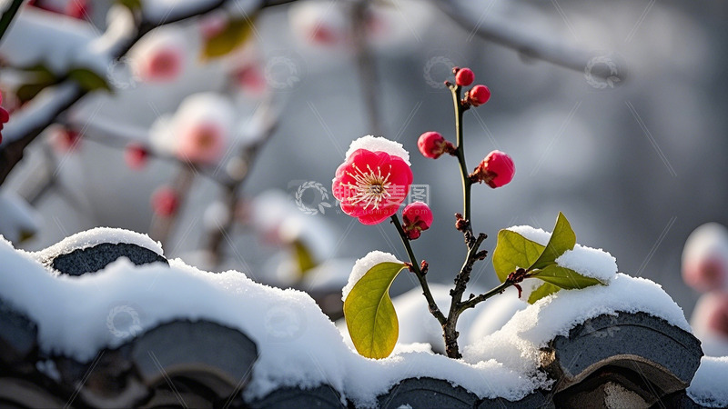 高清大图下载【趣麦麦图】冬季大雪梅花6