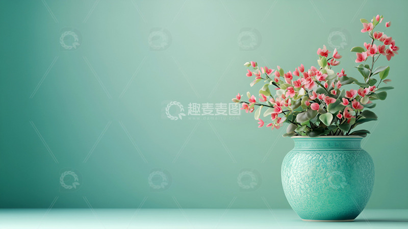 高清大图下载【趣麦麦图】漂亮的鲜花桌面壁纸青瓷瓶唯美鲜花粉色花瓶3