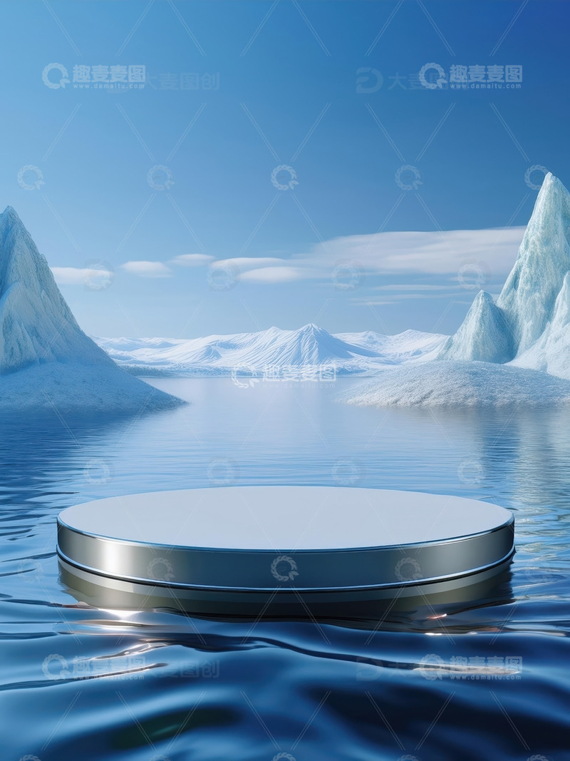 高清大图下载【趣麦麦图】极地风光中的浮动展示台5