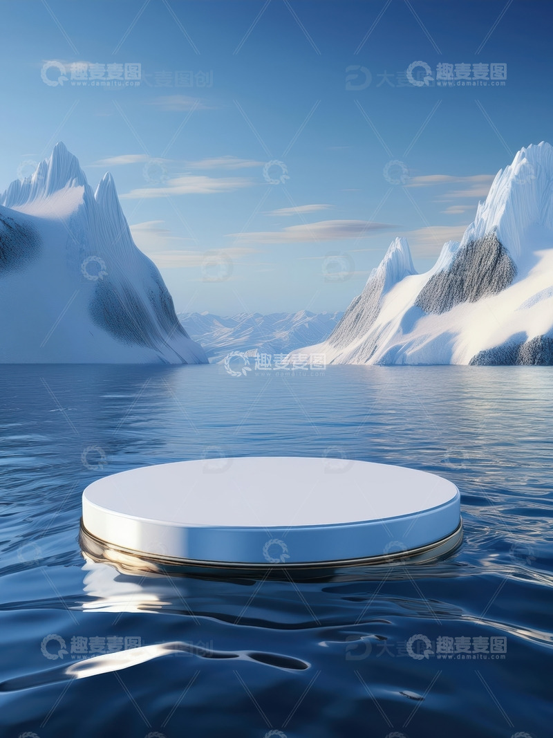 高清大图下载【趣麦麦图】极地风光中的浮动展示台