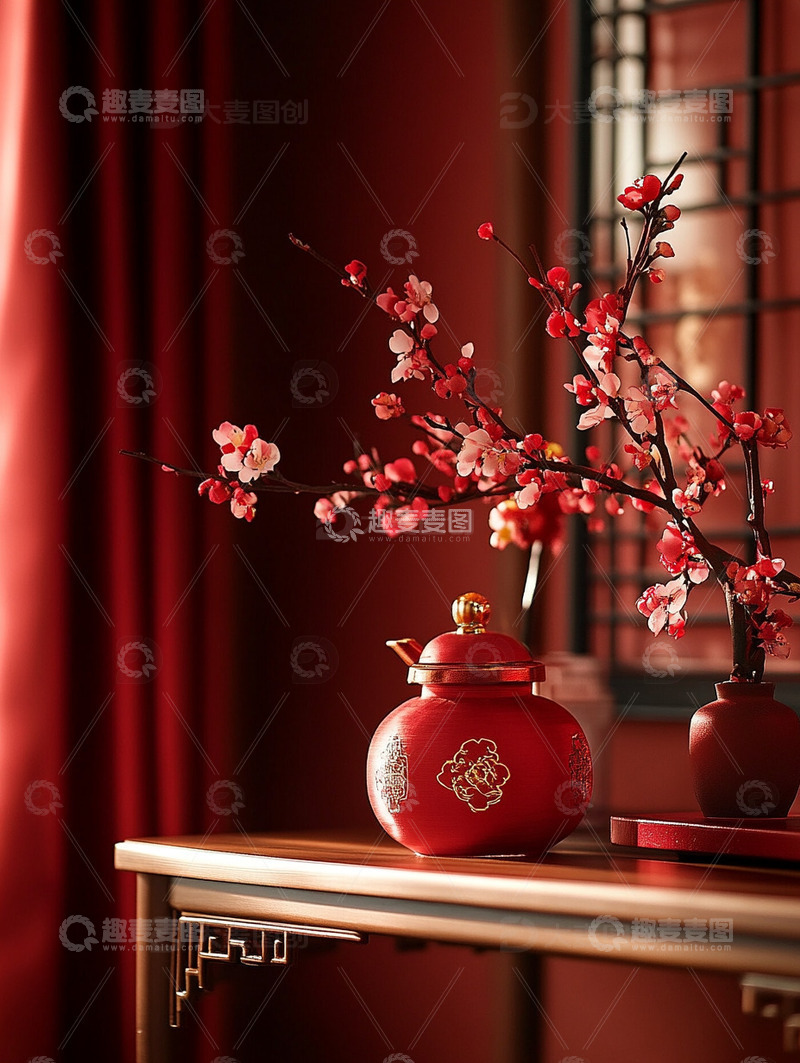 高清大图下载【趣麦麦图】春节新年梅花灯笼红色摄影图9