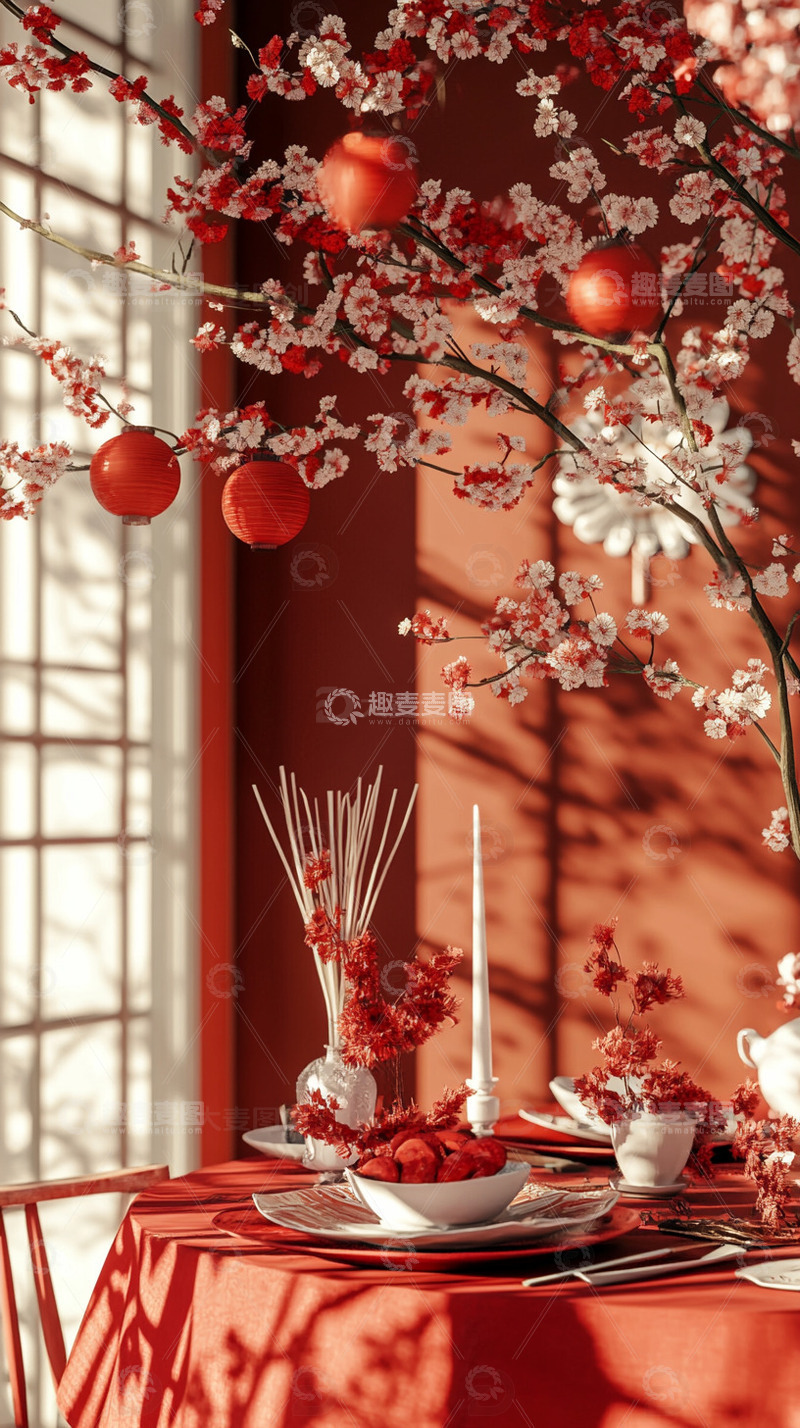 高清大图下载【趣麦麦图】春节新年梅花红色摄影图8