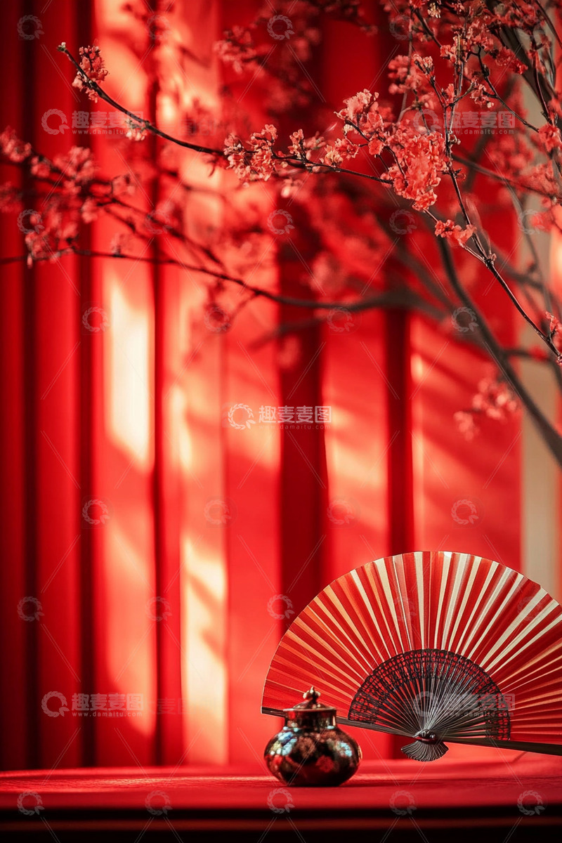 高清大图下载【趣麦麦图】春节新年梅花灯笼红色摄影图2