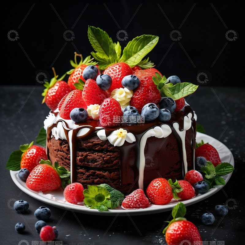 高清大图下载【趣麦麦图】美味水果巧克力蛋糕3