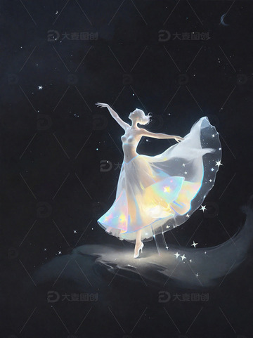 跳芭蕾舞的女孩光影插画2