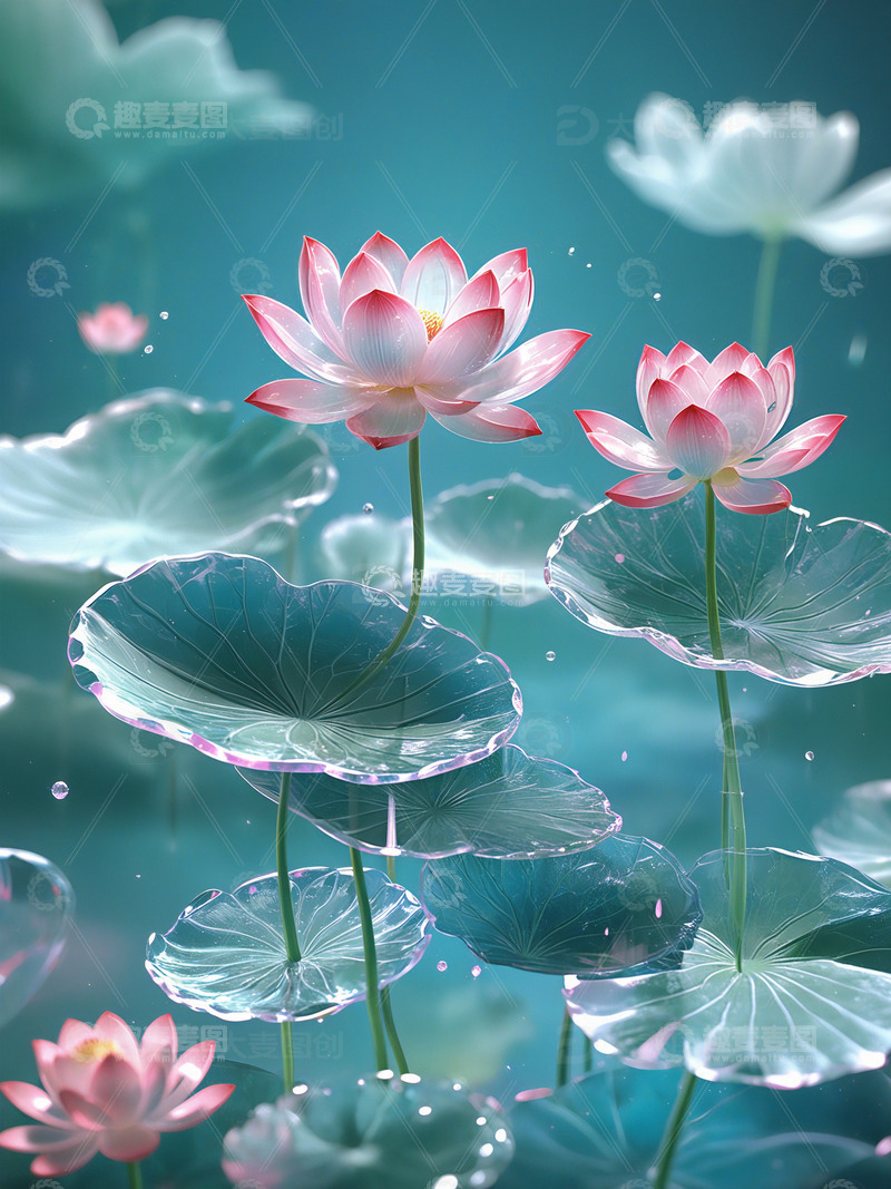 高清大图下载【趣麦麦图】晶莹剔透的荷花1