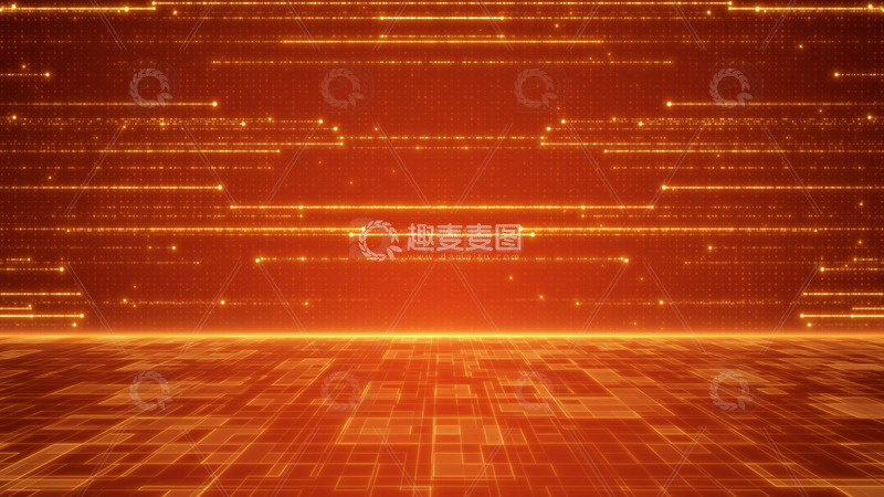 源文件下载【趣麦麦图】金色科技网格线条舞台晚会背景