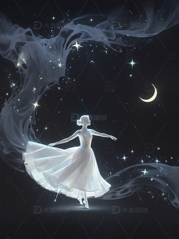 跳芭蕾舞的女孩光影插画6