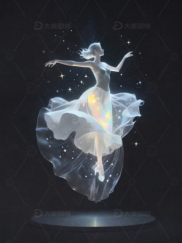 跳芭蕾舞的女孩光影插画1