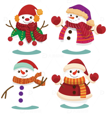 冬天雪人可爱卡通装饰插画元素