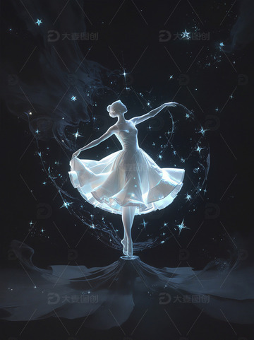 跳芭蕾舞的女孩光影插画3
