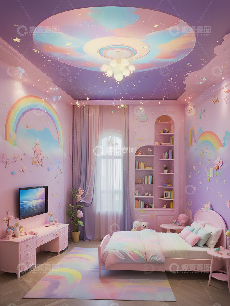 梦幻彩虹主题卧室设计