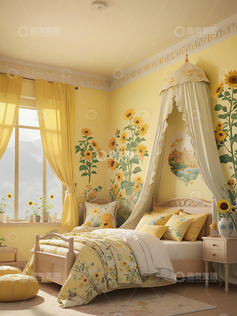 向日葵主题卧室设计1
