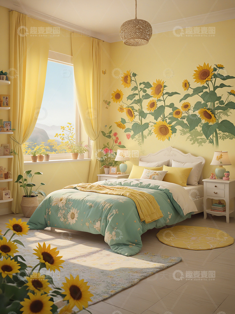 向日葵主题卧室设计2