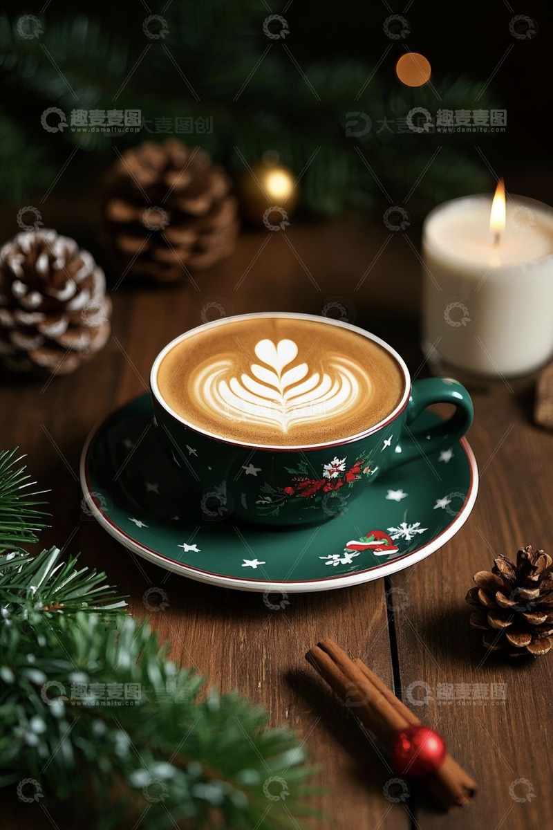 高清大图下载【趣麦麦图】圣诞节拿铁咖啡1
