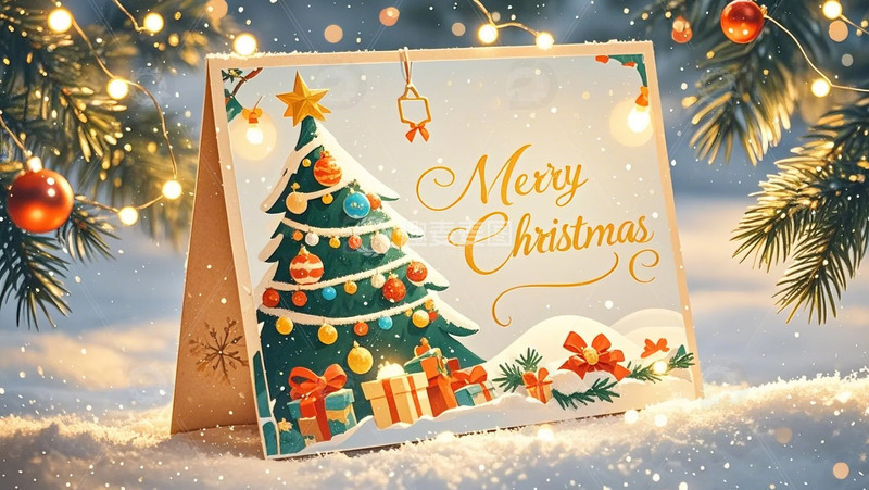 高清大图下载【趣麦麦图】-圣诞节贺卡插画