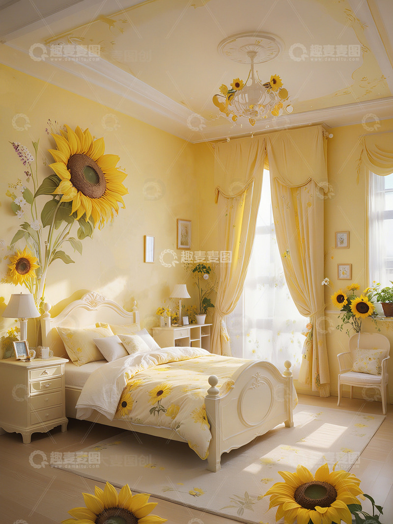 向日葵主题卧室设计