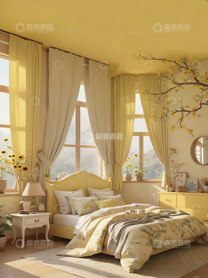 向日葵主题卧室设计3