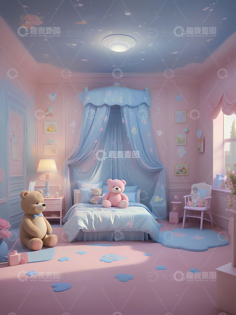 玩具熊主题小女孩房间设计3