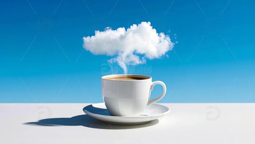 创意-蓝天下的简约咖啡