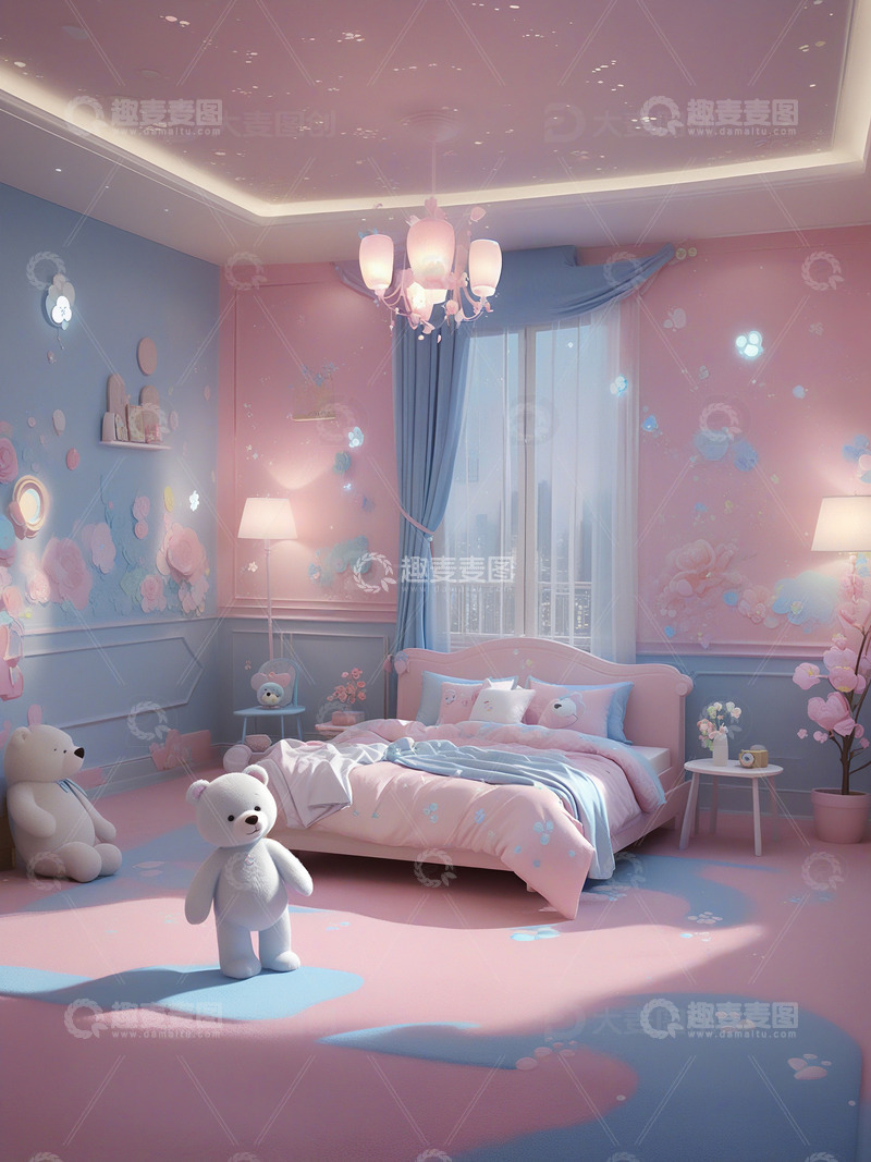 玩具熊主题小女孩房间设计