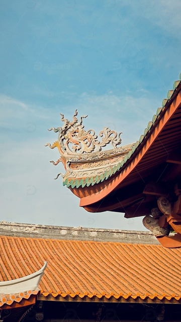 传统红瓦古建筑