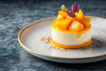 美食摄影芒果慕斯蛋糕摄影