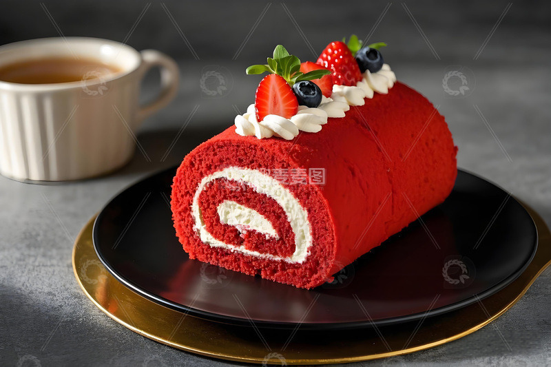 高清大图下载【趣麦麦图】西式甜点蛋糕卷摄影图