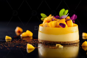 美食摄影芒果慕斯蛋糕摄影3