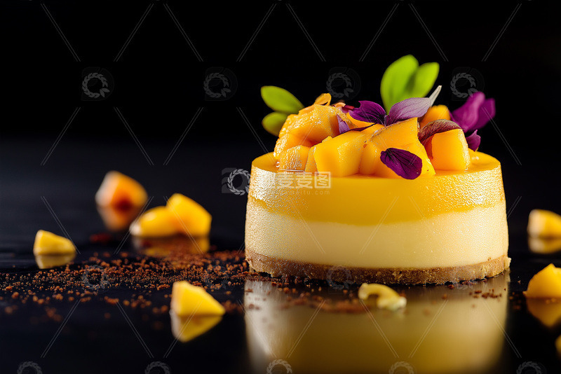 高清大图下载【趣麦麦图】美食摄影芒果慕斯蛋糕摄影3