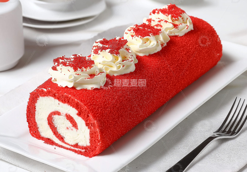 高清大图下载【趣麦麦图】西式甜点蛋糕卷摄影图1