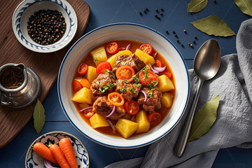 番茄土豆炖排骨摄影图3