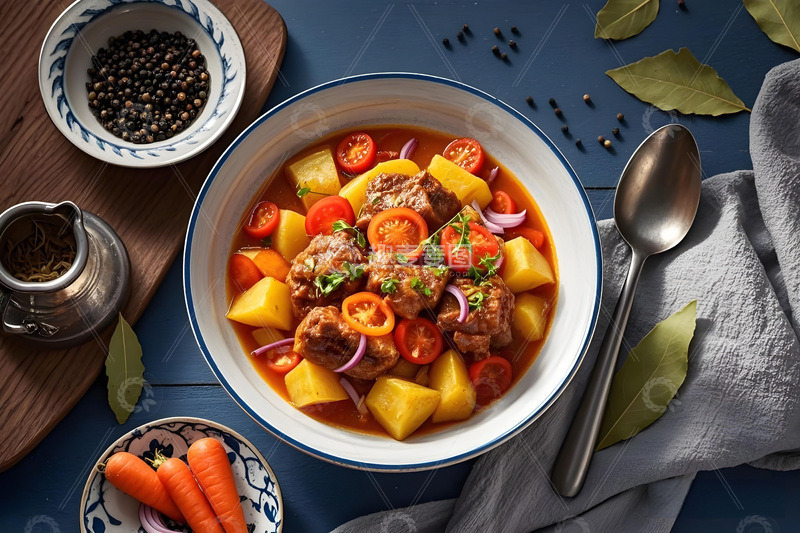 番茄土豆炖排骨摄影图3