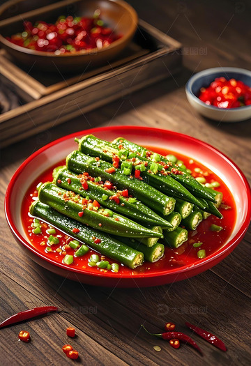 凉拌秋葵美食摄影