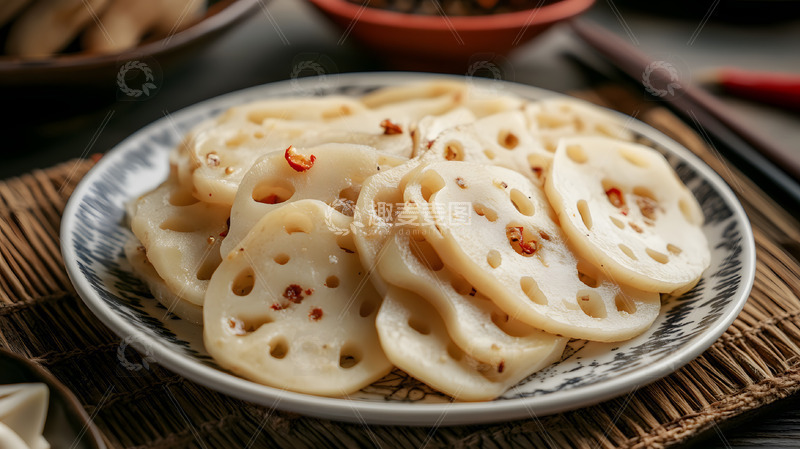 高清大图下载【趣麦麦图】一盘生藕片美食