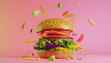 新鲜的汉堡美味美食