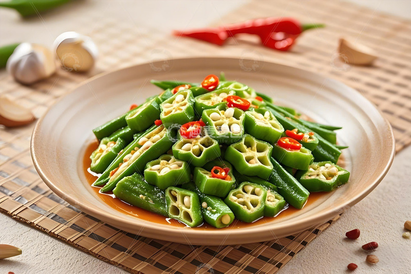 高清大图下载【趣麦麦图】清炒秋葵摄影图