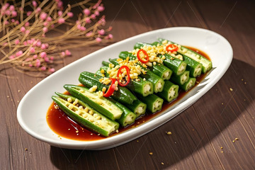 豉油秋葵美食摄影