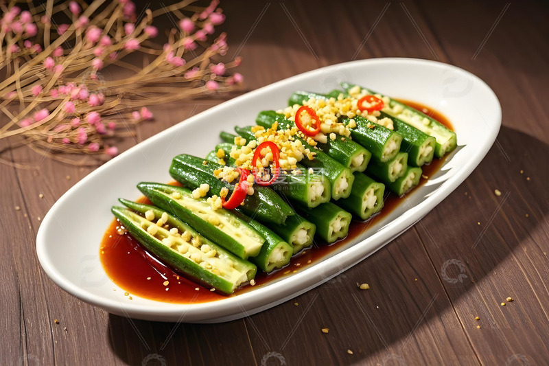 高清大图下载【趣麦麦图】豉油秋葵美食摄影