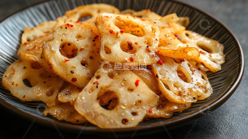 高清大图下载【趣麦麦图】一盘麻辣卤藕片凉菜