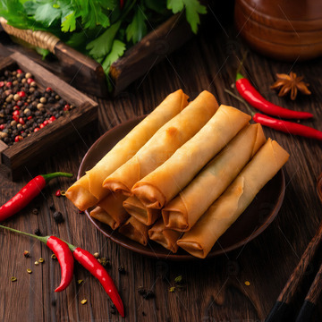 美味春卷美食摄影素材