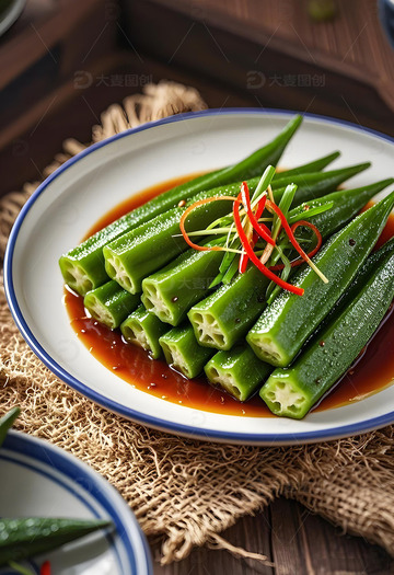 豉油秋葵美食摄影1