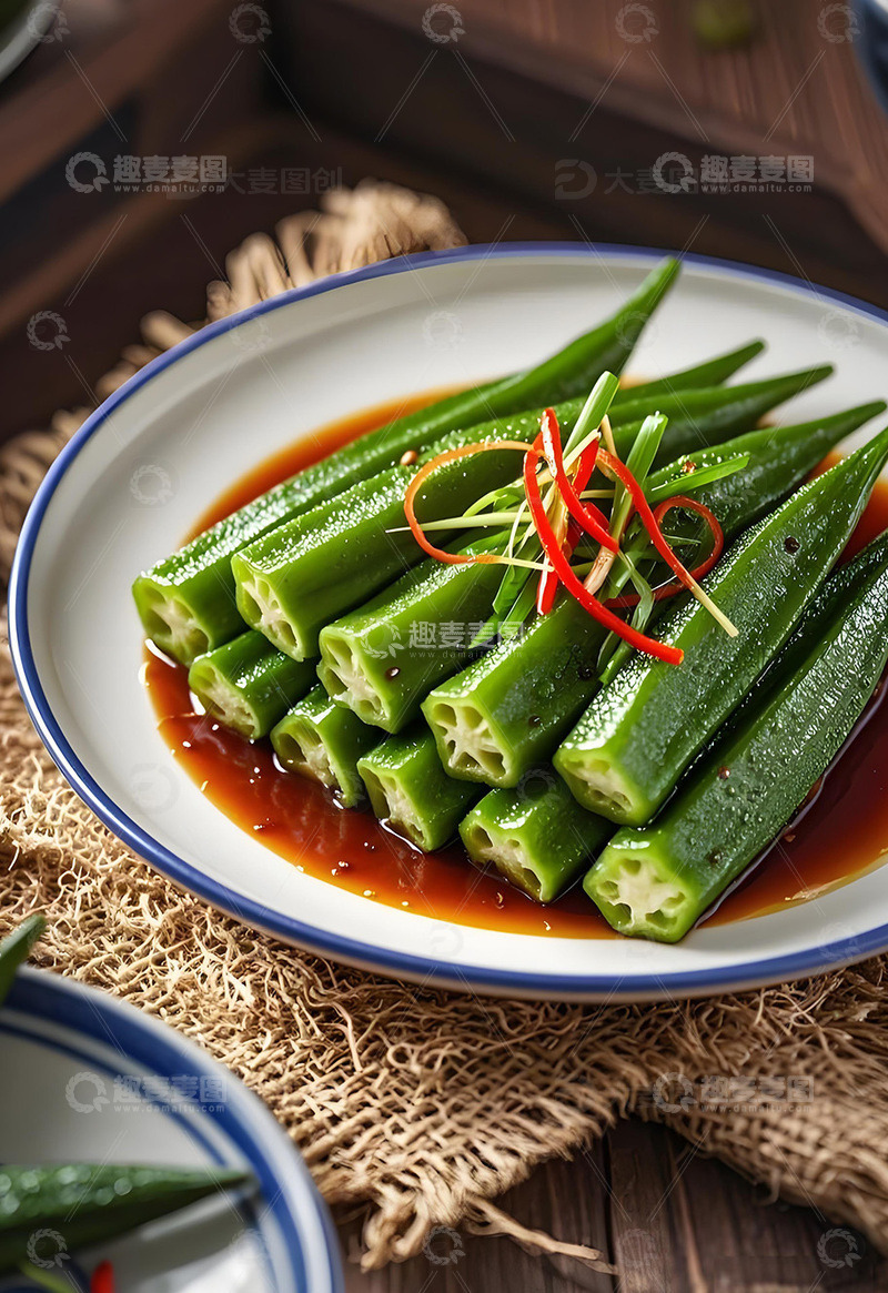 高清大图下载【趣麦麦图】豉油秋葵美食摄影1