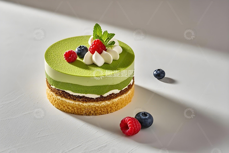 高清大图下载【趣麦麦图】-抹茶蛋糕摄影图