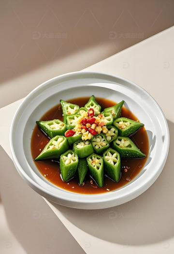 凉拌秋葵美食摄影1