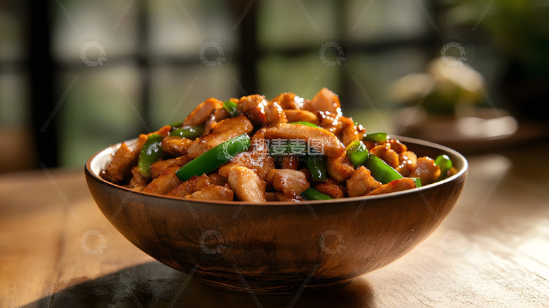 高清大图下载【趣麦麦图】美味的辣椒炒肉青椒炒肉